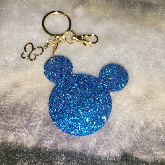 Handmade | Accessories | Holographic Blue Mickey Mouse Keychain | Poshmark